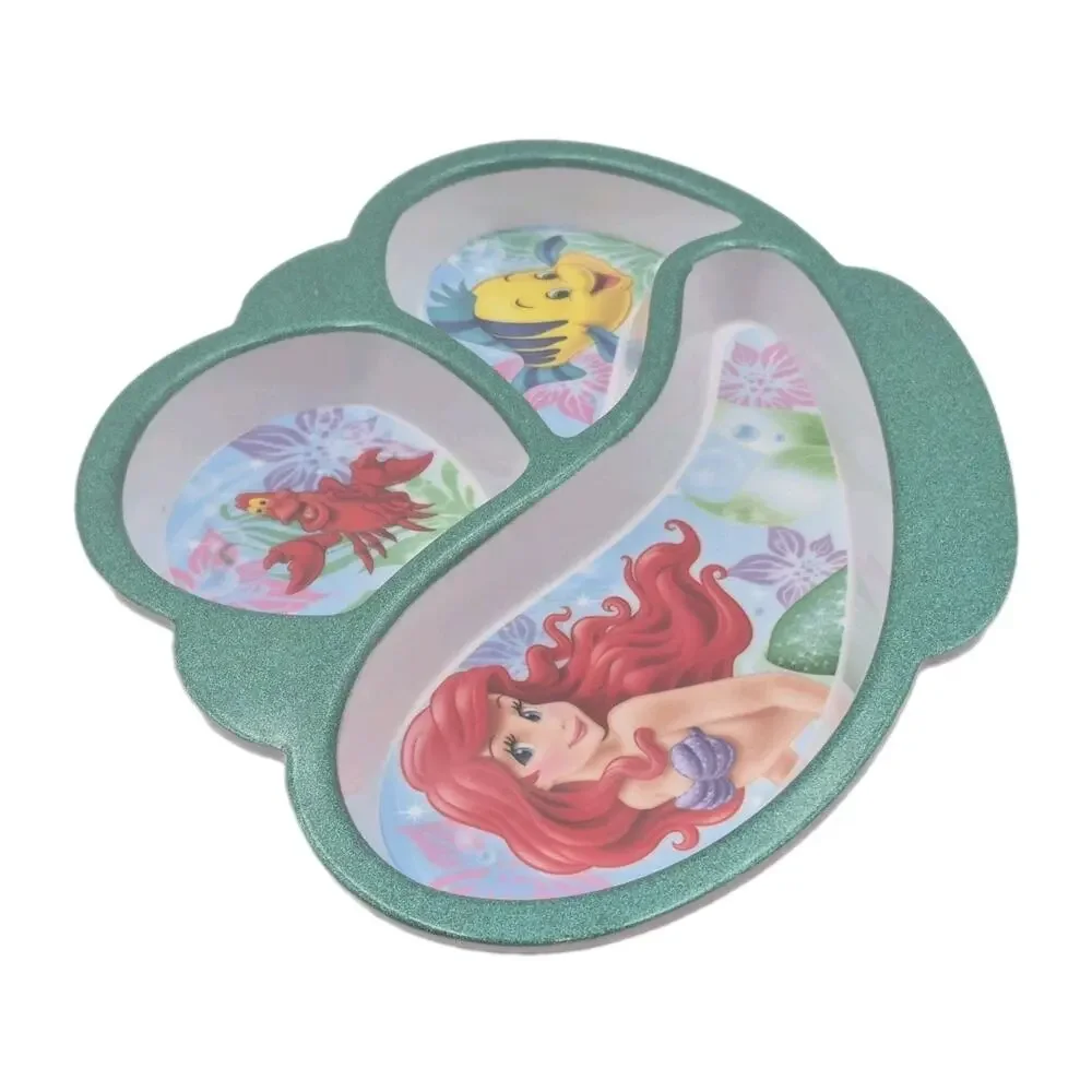 Disney Little Mermaid Glittery Green 3-Section Melamine Child Plate 10x8x1
